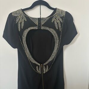Elegant Black Backless Dress with Embellishments